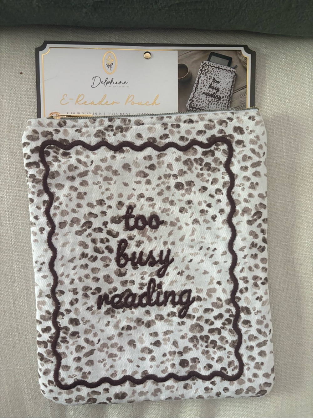 Cute Leopard Print E-Reader Pouch in Brown and Cream